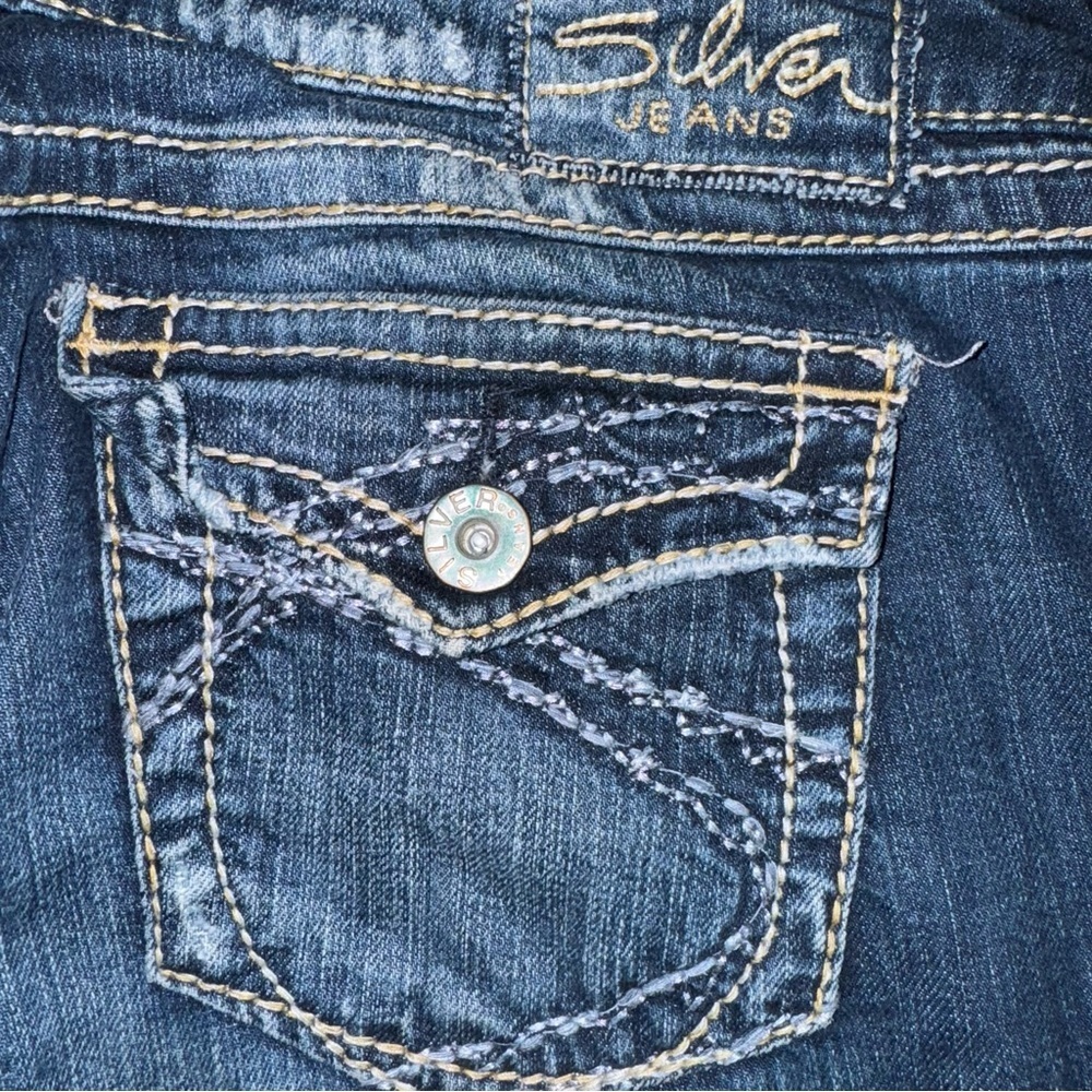 Silver Jeans Berkley Surplus Bootcut W29 L33 Dark Wash Y2K Stitch Womens - Picture 5 of 8